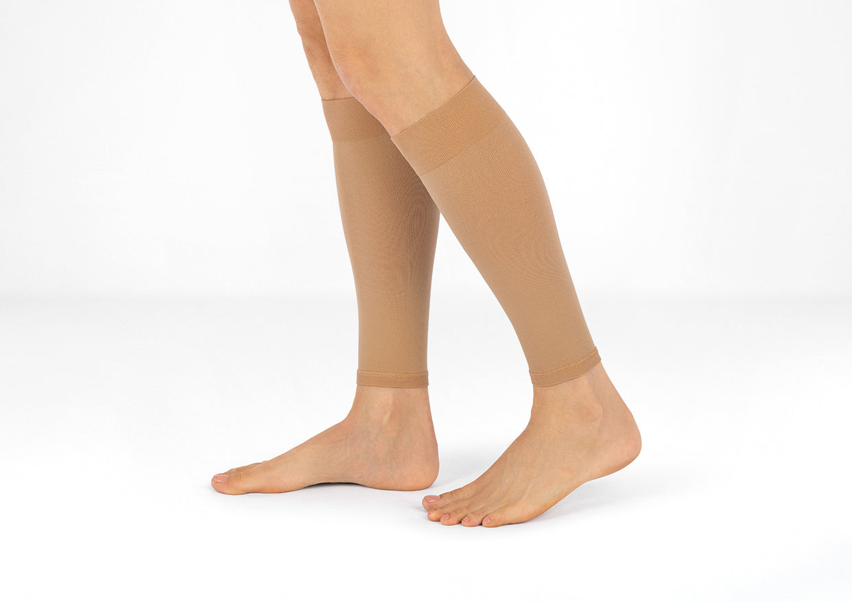 Compression Calf Sleeves Wide 15-20 mmHg - Tan